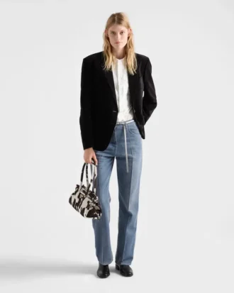 Prada Bonnie Μεσαίου μεγέθους τσάντα από δέρμα με τύπωμα