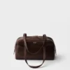 Prada Carry Μεγάλη τσάντα με χερούλι από δέρμα με παλαιωμένη όψη