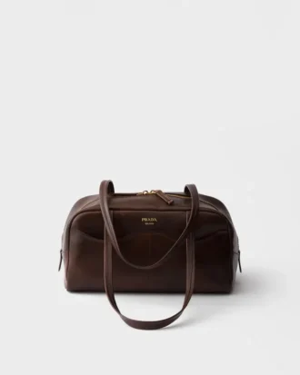 Prada Carry Μεγάλη τσάντα με χερούλι από δέρμα με παλαιωμένη όψη