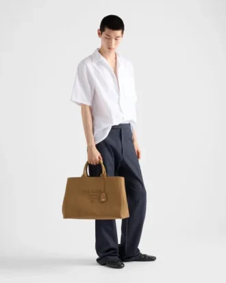 Prada Jardiniare Εξαιρετικά μεγάλη τσάντα από βαμβακερό καμβά
