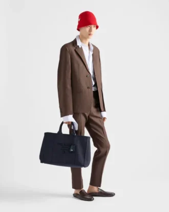 Prada Jardiniare Εξαιρετικά μεγάλη τσάντα από βαμβακερό καμβά