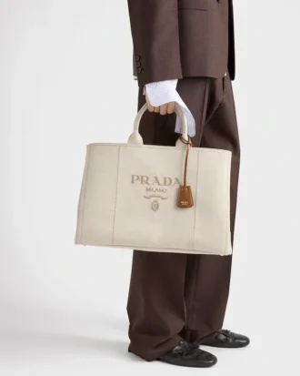 Prada Jardiniare Εξαιρετικά μεγάλη τσάντα tote από μείγμα λινού