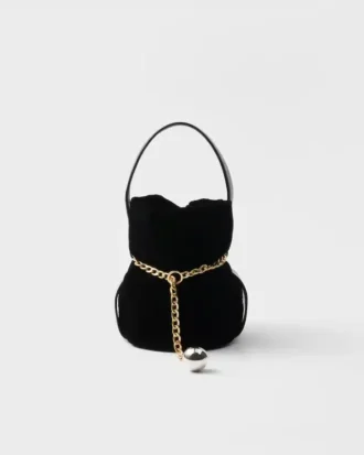 Prada Petit Sac Noir Μίνι τσάντα τύπου μπουκέτο από βελούδο και δέρμα Nappa