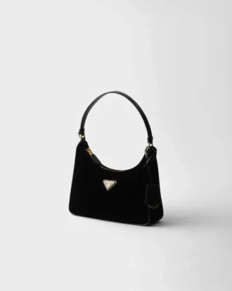 Prada Re-Edition 2005 Μίνι τσάντα από βελούδο και δέρμα Saffiano