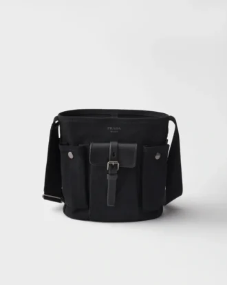 Prada Route Mini Τσάντα τύπου μπουκέτο από καμβά και δέρμα