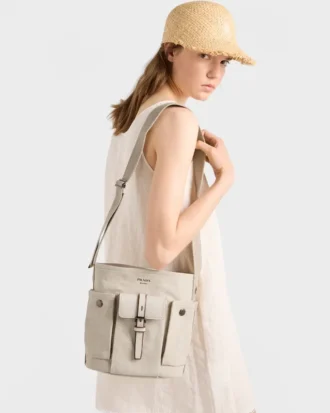 Prada Route Mini Τσάντα τύπου μπουκέτο από καμβά και δέρμα