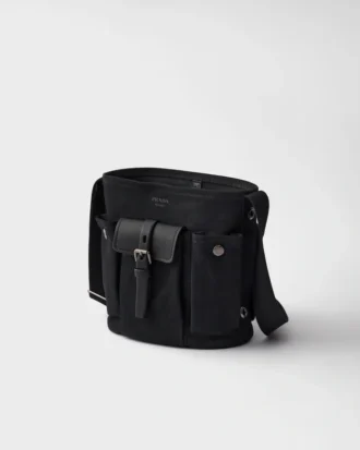 Prada Route Mini Τσάντα τύπου μπουκέτο από καμβά και δέρμα
