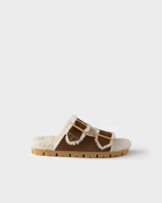 Σανδάλια από σουέτ και shearling Σανδάλια από σουέτ και shearling