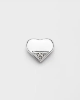 Σκουλαρίκι Eternal Gold Nano Heart σε λευκόχρυσο με διαμάντι εργαστηριακής καλλιέργειας