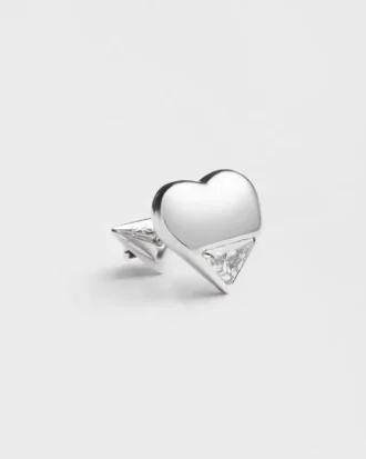 Σκουλαρίκι Eternal Gold Nano Heart σε λευκόχρυσο με διαμάντι εργαστηριακής καλλιέργειας