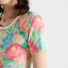 Τ-shirt από βαμβακερό πλεκτό με ραβδώσεις και τύπωμα Τ-shirt από βαμβακερό πλεκτό με ραβδώσεις και τύπωμα
