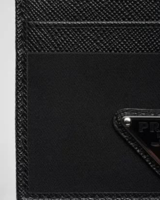 Θήκη καρτών από Re-Nylon και δέρμα Saffiano