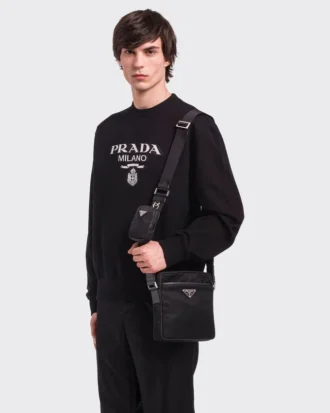 Τσάντα ώμου από Re-Nylon και δέρμα Saffiano