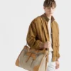 Τσάντα Prada Bonnie από λινό και δέρμα Τσάντα Prada Bonnie από λινό και δέρμα