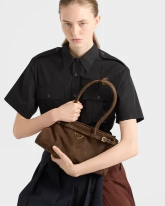 Τσάντα Prada Bonnie Medium από δέρμα Nubuck