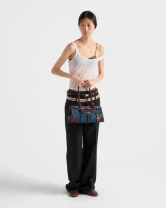 Τσάντα Prada Bonnie Medium από τζιν και δέρμα