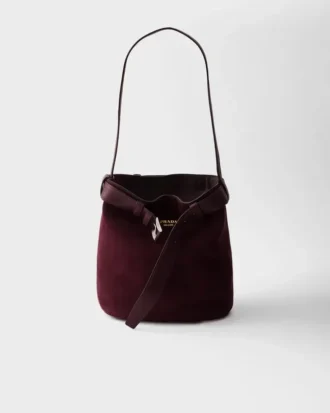 Τσάντα Prada Buckle Belted Suede Bucket