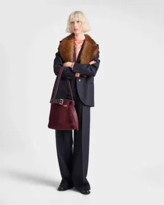 Τσάντα Prada Buckle Belted Suede Bucket
