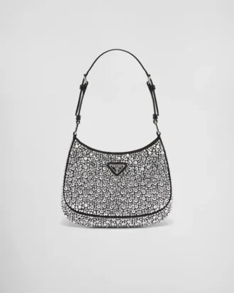 Τσάντα Prada Cleo από σατέν με κρύσταλλα