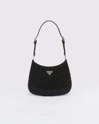 Τσάντα Prada Cleo από σατέν με κρύσταλλα