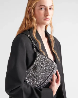 Τσάντα Prada Cleo από σατέν με κρύσταλλα