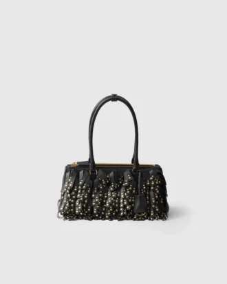 Τσάντα Prada Galleria Medium από δέρμα Nappa με κρόσσια και καρφιά