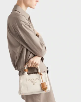 Τσάντα Prada Jardiniare Mini από μείγμα λινού
