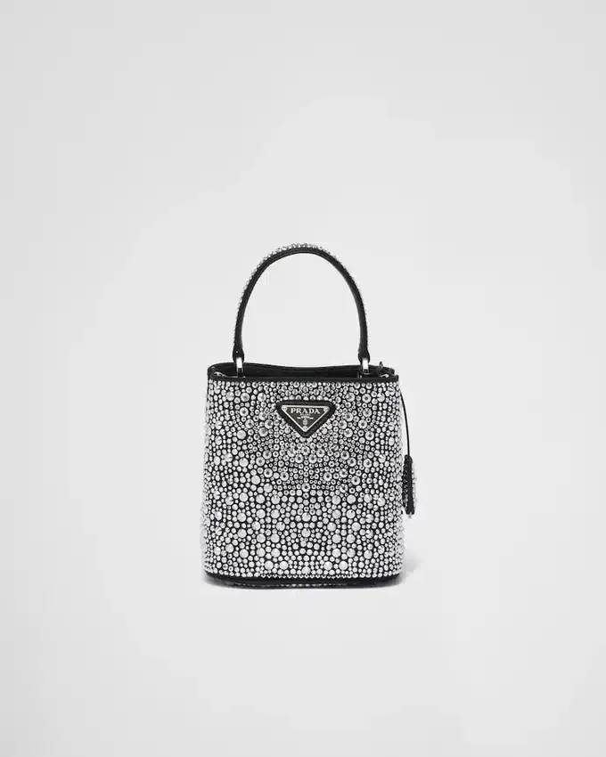 Τσάντα Prada Panier από σατέν με κρύσταλλα Τσάντα Prada Panier από σατέν με κρύσταλλα