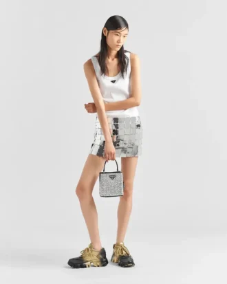 Τσάντα Prada Panier από σατέν με κρύσταλλα Τσάντα Prada Panier από σατέν με κρύσταλλα