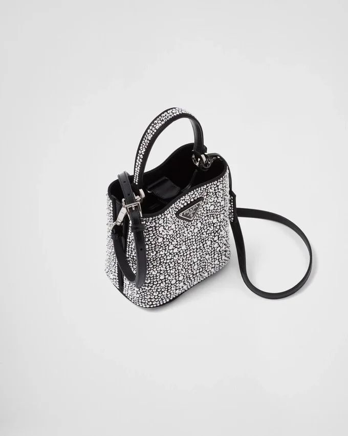 Τσάντα Prada Panier από σατέν με κρύσταλλα Τσάντα Prada Panier από σατέν με κρύσταλλα