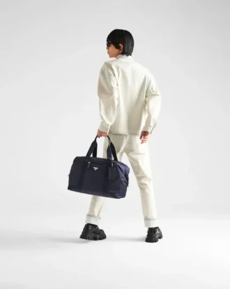 Τσάντα ταξιδίου από Re-Nylon και δέρμα Saffiano