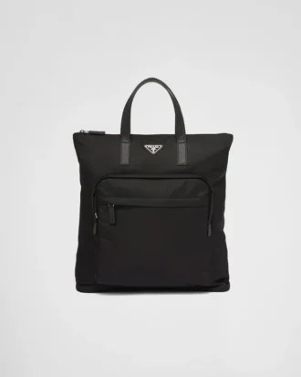 Τσάντα Tote από Re-Nylon και δέρμα Saffiano