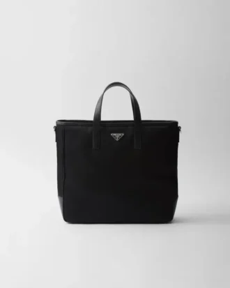 Τσάντα Tote από Re-Nylon και δέρμα Saffiano