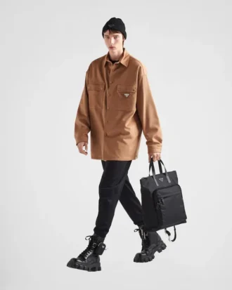 Τσάντα Tote από Re-Nylon και δέρμα Saffiano