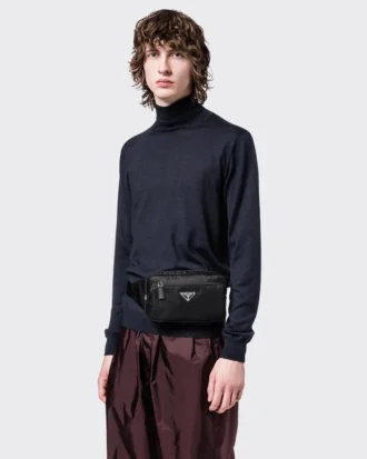 Τσάντα ζώνης από Re-Nylon και δέρμα Saffiano