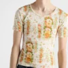 Βαμβακερό T-shirt με floral print Βαμβακερό T-shirt με floral print