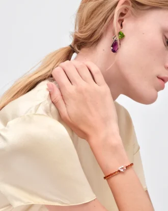 Βραχιόλι Couleur Vivante – Ροζ χρυσός με μοργκανίτη και κιτρίνη